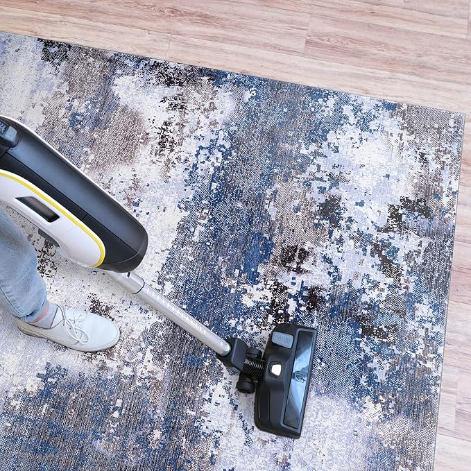 Non Slip Rugs 2x3 Modern Abstract Easy Silk Rubber Backing Soft Entryway Area Rug for Door Mat Easy to Clean Non Shedding Kitchen for Bedroom Indoor Carpet (Navy - Blue, 2x3)