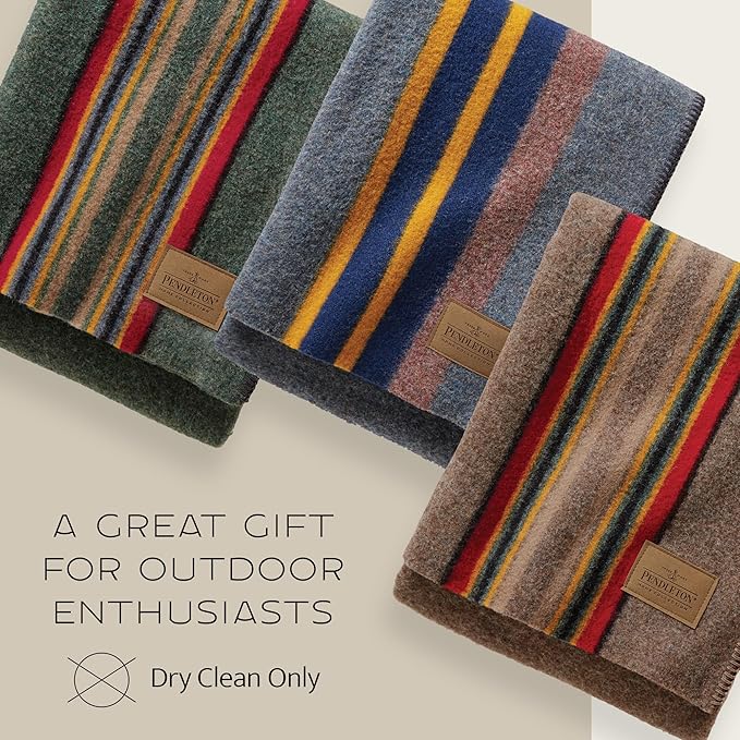 Pendleton Yakima Throw 54" x 66" - Wool Cotton, Soft and Durable Wool Throw for Home and Travel - Lake