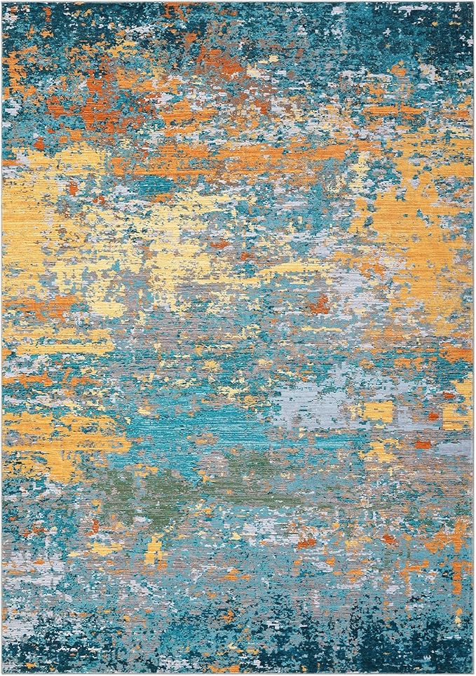 Modern Abstract 2x3 Area Rug Non Slip Non Shedding Low Pile Stain Resistant Rug for Entryway Kitchen Bedroom,Multi Color