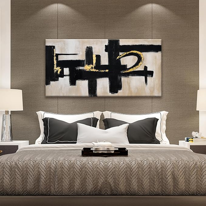 QSQ Black Abstract Wall Art Minimalist Canvas Art Wall Decor Paintings Artwork For Walls Modern Abstract Art Prints Picture For Bedroom Hallway Office Home Wall Decor 20 x 40 In