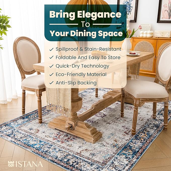 Istana Area Rug for Living Room - Colorful Rugs - Kid & Pet Friendly Living Room Carpets - Non Shedding Rugs 5x7 Boho - Foldable Colorful Area Rugs - Eco-Friendly 5x7 Rug Washable