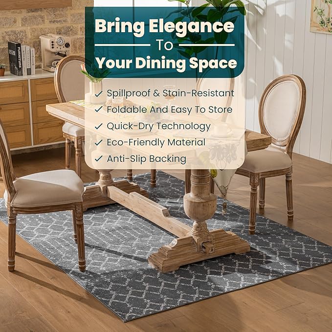 Istana 5x7 Area Rug - Dark Grey Rugs for Living Room 5x7 - Foldable Rugs for Bedroom - Stain Resistant Washable Rug - Eco-Friendly Boho Area Rugs - Easy to Clean Living Room Rug