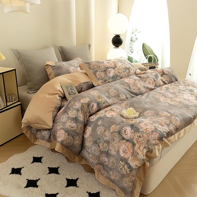 ECOCOTT Bedding 3-Piece Duvet Cover King Size – Silky Soft 100% Lyocell, Cooling & Breathable for Hot Sleepers, Ultra-Smooth with Modern Feathered Pattern, Moisture-Wicking