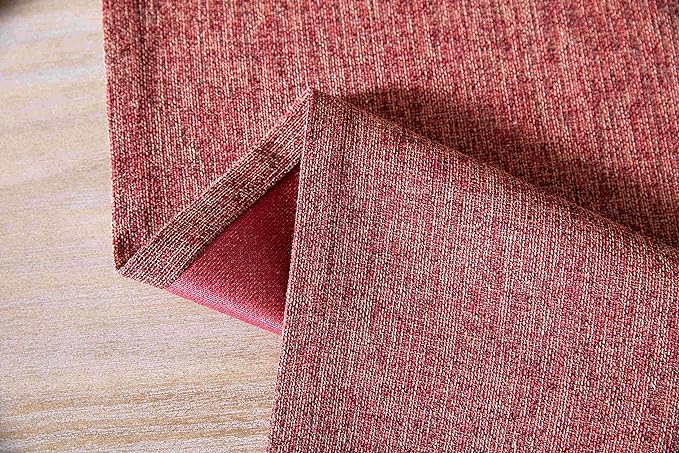 ZeeMart Burlap Style Farmhouse Table Runners 108 Inches Long, Red Rustic Woven Dining Table Runner for Everyday Use, 14x108 Inches, Red