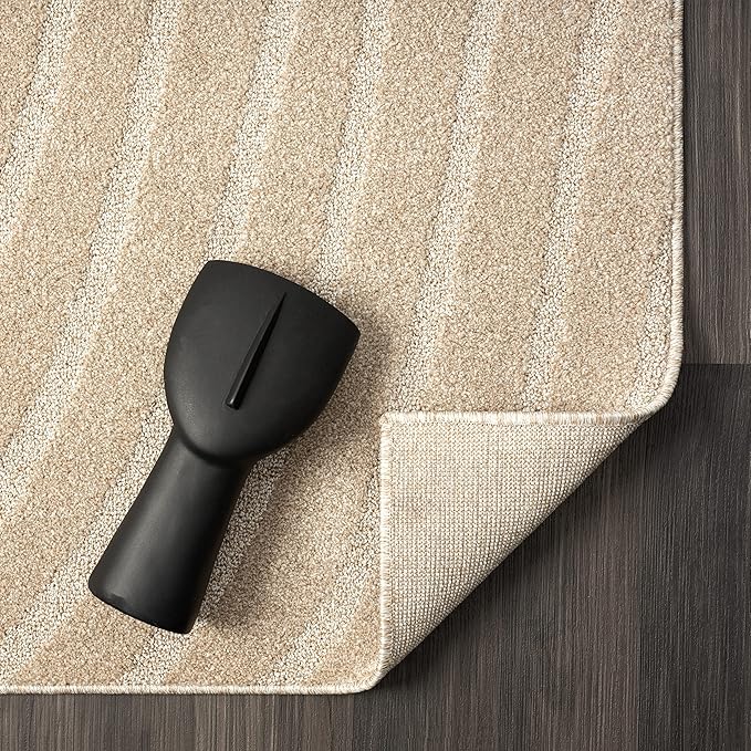 LUXE WEAVERS Modern Geometric Wave Beige 4x6 Area Rug
