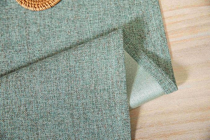 ZeeMart Burlap Style Farmhouse Table Runners 36 Inches Long, Green Rustic Woven Dining Table Runner for Everyday Use, 14x36 Inches, Mineral Green