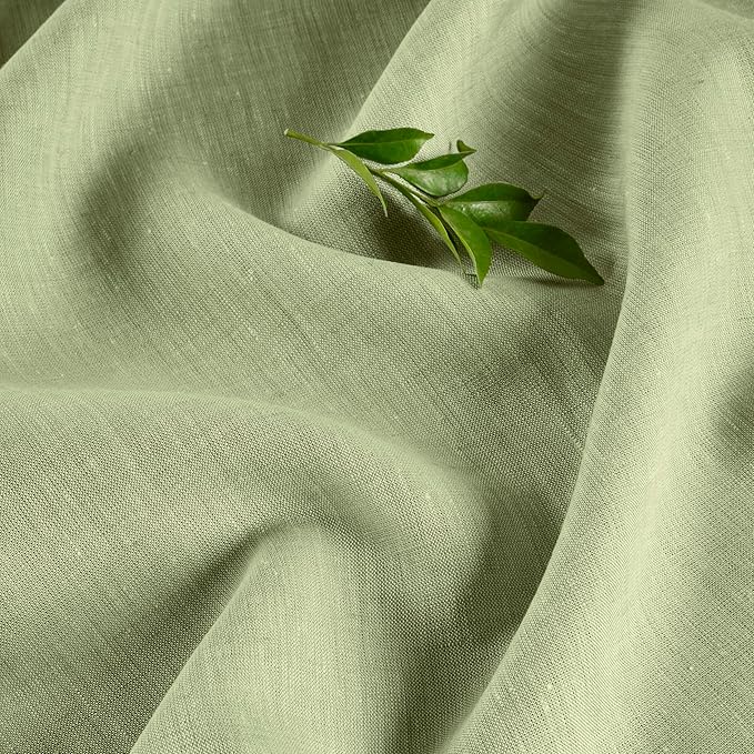 Solino Home Linen Cloth Tablecloth 52 x 52 Inch - 100% Pure Linen Chambray Olive Square Tablecloth - Athena, Machine Washable Table Throw for Fall, Autumn, Thanksgiving