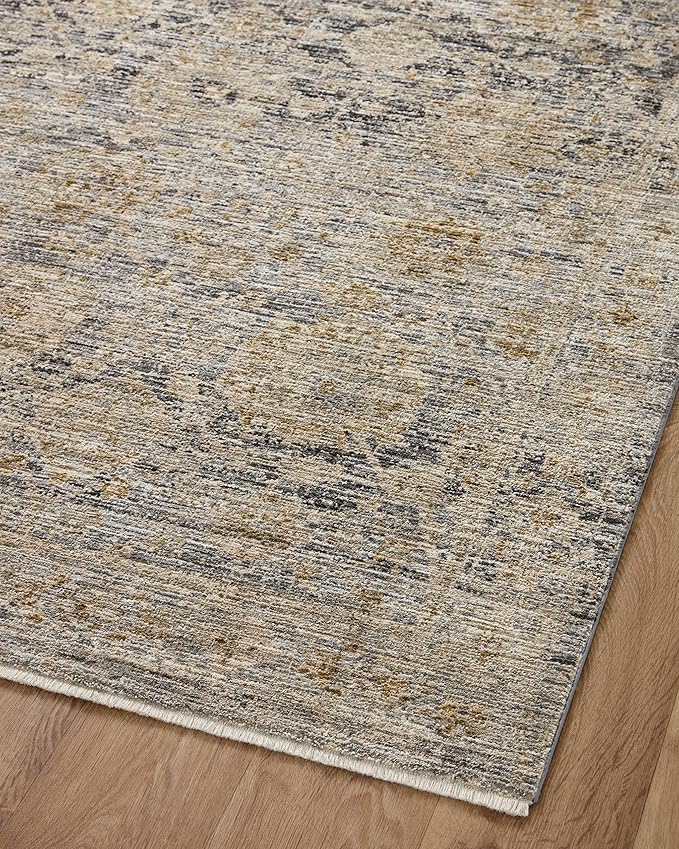 Loloi Jean Stoffer Katherine Collection KES-02 Charcoal/Gold 3'-6" x 5'-6", .25" Pile Height, Accent Rug