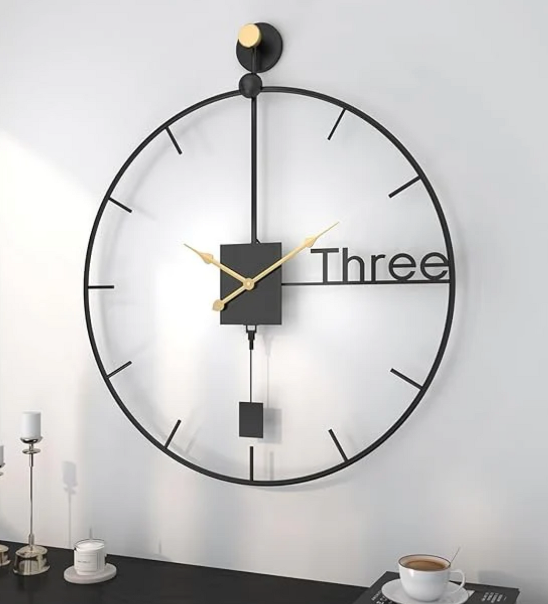 Elevate Your Space with the Minimalist Metal Pendulum Clock