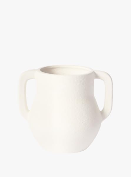 Double Handle Ceramic Vase 8.5 Inch, Modern Decorative Vase for Floral Arrangements or Standalone Display
