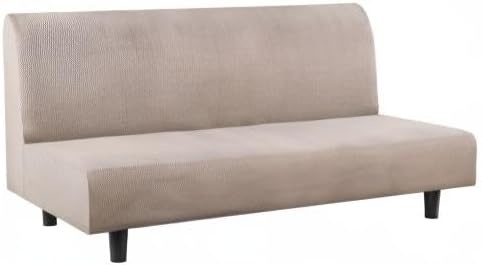 Flamingo P Stretch Armless Futon Covers - Full Queen Futon Couch Covers Slipcover - Soft Thick Jacquard Washable Sand