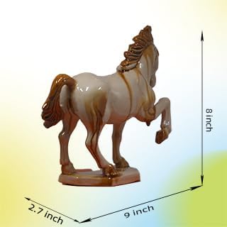 Hand Made Ceramic Horse Statue-8 inch-Tang Tri-Color Cultural Art Piece,Museum Collection Inspired Home and Office Decor (Ivory)