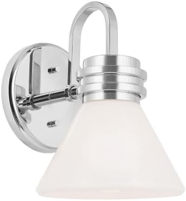 Kichler Farum 7.25" 1-Light Wall Sconce with Opal Glass in Chrome, for Fireplace, Kitchen, Bedroom, Hallway, or Vanity, (7.25" W x 9.5" H) 55153CH