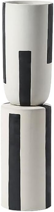 Minimalist Ceramic Vases Hand Painted Black and White Lines Creative Floral Vessels for Centerpieces, Kitchen, Office, Living Room, Wedding, Gifts, Perfect Home Decor Crafts