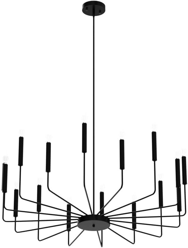 Modern Farmhouse Black Chandelier, 16-Light Rustic Candle Chandelier, Industrial Hanging Chandeliers for Dining Room, Living Room, Kitchen, Foyer, Entryway
