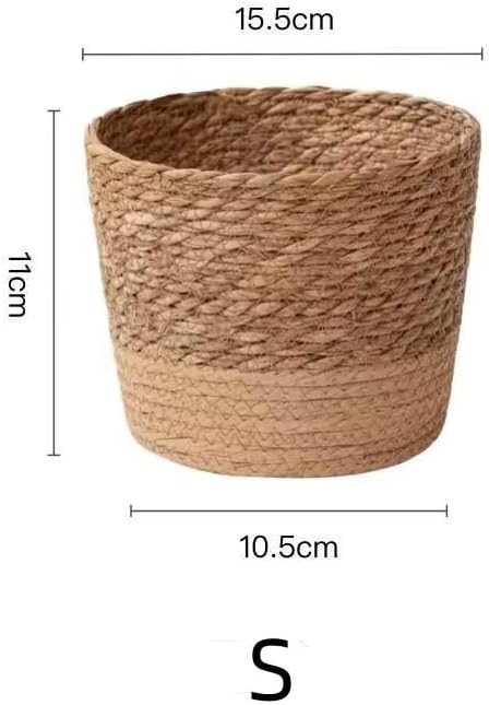Kerio Seagrass Planter Basket Hand-Woven Flower Pots Cover Plant Containers Plant Baskets for Indoor Outdoor, S