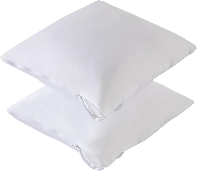 Waterproof Down Feather Proof Euro Pillow Protectors 28x28 Pack of 2 European Size Pillow Covers for Square Throw Pillow