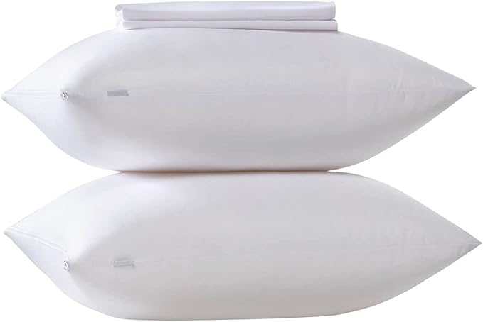 4 Pack Waterproof Down Feather Proof Pillow Protectors with Zipper King Size Set of 4 Poke Proof Bed Pillow Covers