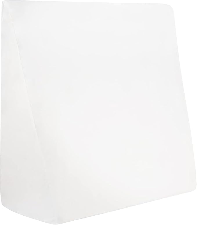 CirclesHome Wedge Pillow Cover 100% Cotton, Zippered Wedge Pillow Case Protector, Soft, Hypoallergenic & Breathable - White, (24Wx25Lx12)