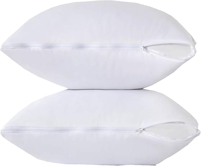 Waterproof Down Feather Proof Euro Pillow Protectors 30x30 Pack of 2 European Size Pillow Covers for Square Throw Pillow 30D