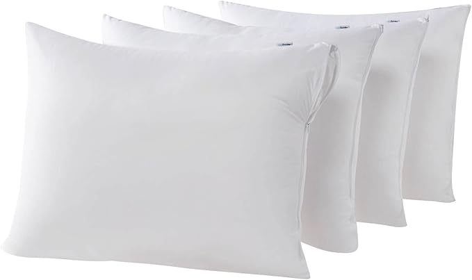 Kingnex 4 Pack Waterproof Feather Proof Pillow Protectors Drool Proof 14"x26" or 16"x26" Pillow Cover