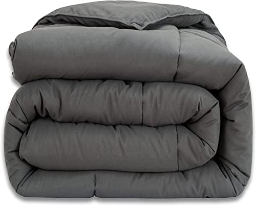 MAPLE DOWN Soft Queen Comforter Size Duvet Insert-Down Alternative Comforter with Corner Tabs-Lightweight Fluffy Breathable Machine Washable (Dark Gray, 90“x90”)