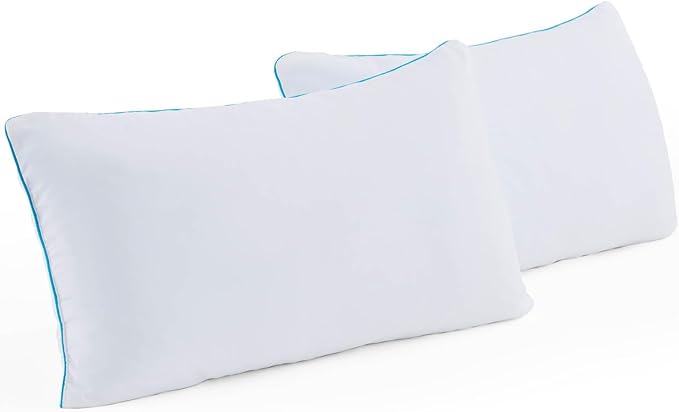 Linenspa Two Pack Shredded Gel Memory Foam Pillow, Queen Size – Cooling Bed Pillow – Soft and Supportive – Side, Stomach, and Back Sleepers – Pack of 2 – CertiPur Certified