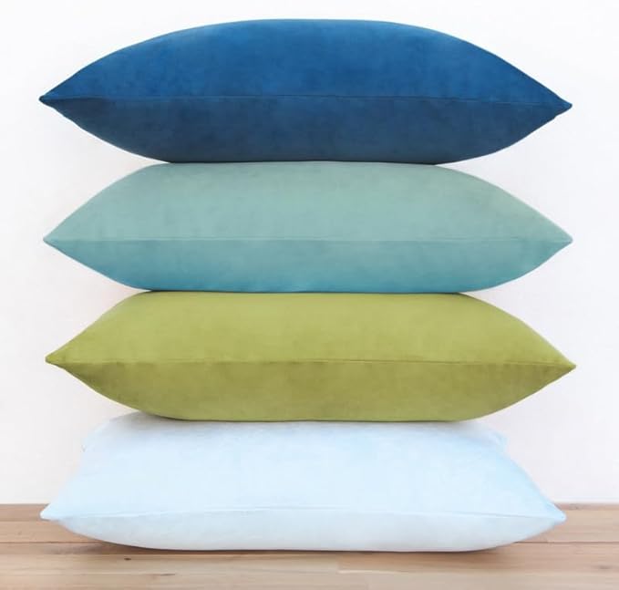 MONDAY MOOSE Decorative Throw Pillow Covers Cushion Cases, Set of 4 Soft Velvet Modern Designs, Mix and Match for Home Decor, Pillow Inserts Not Included (12x20 inch, Green/Blue)