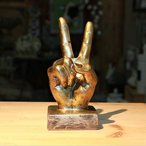Nice purchase Hand Finger Gesture Desk Statues Fingers Sculpture Creative Home Living Room Cabinet Shelf Decoration (Victory Gesture in Gold)