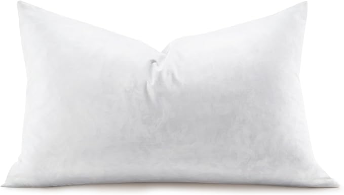 Feather Rectangle Lumbar Pillow Insert, Soft Fluffy 12 x 20 Inches Decorative Throw Pillow Insert for Bed, Couch and Cushion