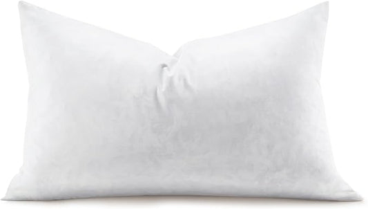 Feather Rectangle Lumbar Pillow Insert, Soft Fluffy 12 x 20 Inches Decorative Throw Pillow Insert for Bed, Couch and Cushion