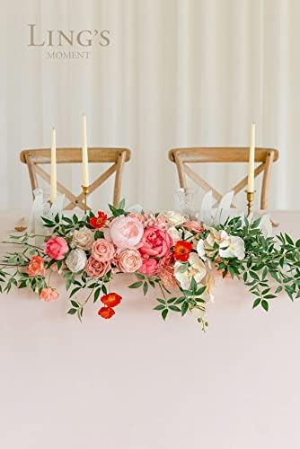 Ling's Moment Rosa Banksiae Artificial Vines, Pack of 7 Silk Greenery Garlands with Hanging Faux Laurel Leaves for Table Centerpieces, Wedding Arches & Floral Filler Arrangements