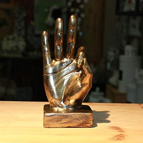 Nice purchase Hand Finger Gesture Desk Statues Fingers Sculpture Creative Home Living Room Cabinet Shelf Decoration (OK Gesture in Gold)