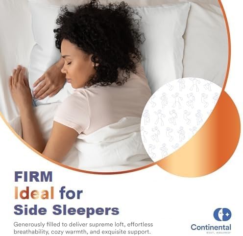 100% Siberian Goose Down Pillow - Firm Support King Size, Pack of 1 - Luxurious Siberian Down Pillow for Side Sleepers, 800 FP, Fine Cotton Shell - High Loft & Firm Comfort