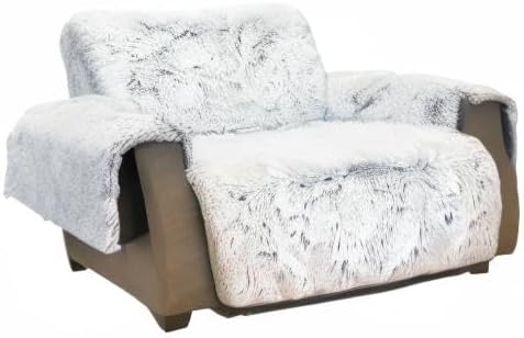 Plush and Fuzzy Shaggy Couch Cover, Dog Pad Faux Fur Sofa Cover, Water Resistant Slipcover, Non-Slip Furniture Protector for Kids,Dogs,Cats.(Magic Gray, Medium Loveseat)