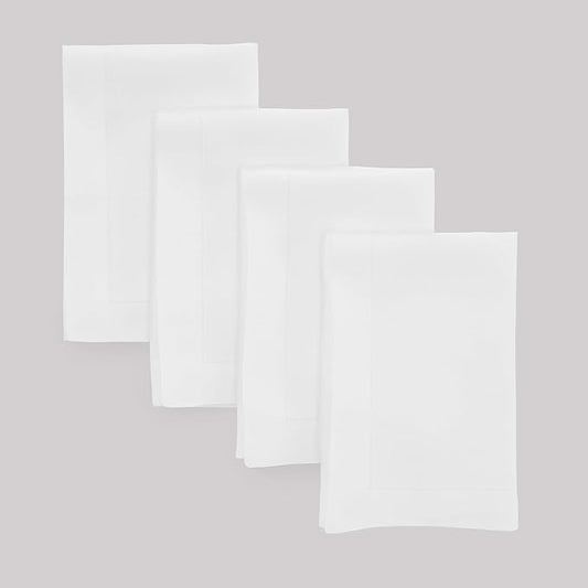 Solino Home White Linen Napkins Set of 4-100% Pure Linen Cloth Washable Dinner Napkins 20 x 20 Inch for Winter, Christmas, Holiday, New Year - Fete