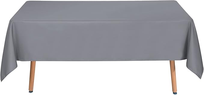 sancua Rectangle Tablecloth - 70 x 120 Inch - Stain and Wrinkle Resistant Washable Polyester Table Cloth, Decorative Fabric Table Cover for Dining Tables, Buffet Parties and Camping, Light Grey