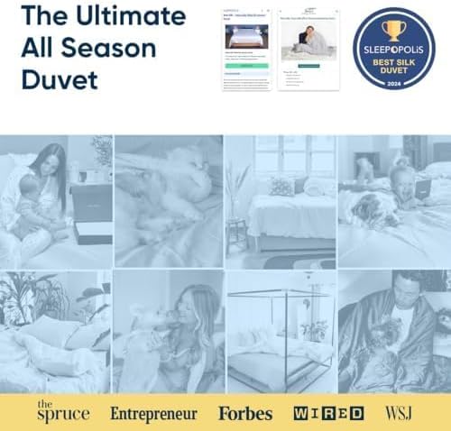 Vesta Heavyweight Silk Comforter, Overfilled Duvet Insert for Cold Sleepers & Winter, 100% Silk Fill with 100% Cotton Shell, Moisture-Wicking, Queen Size (White, Silk Weight: 4.2lbs)