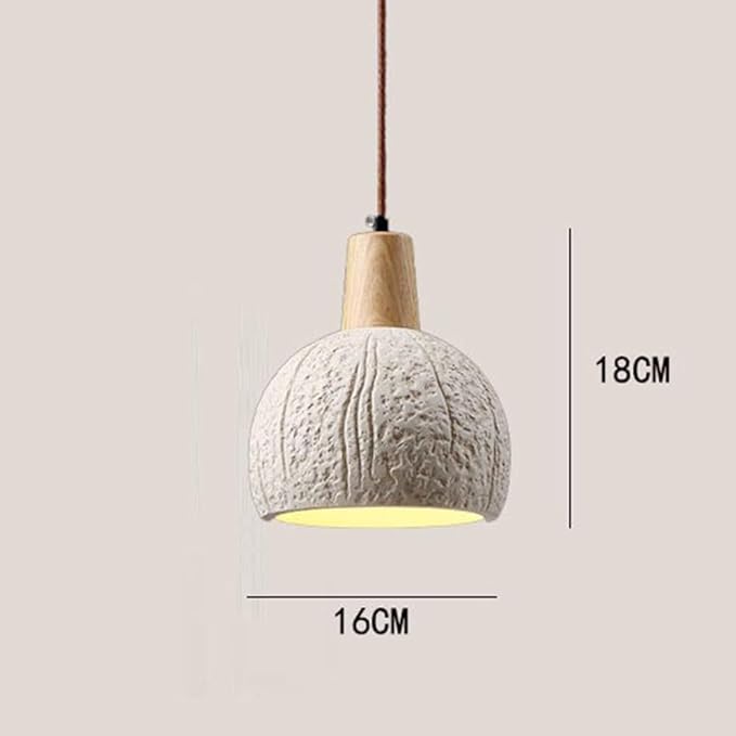 Cement Pendant Light Minimalist Industrial Hanging Lamp Wood Top Globe Pendant Fixtures for Bedroom Bedside Dining Room Kitchen Island Lighting