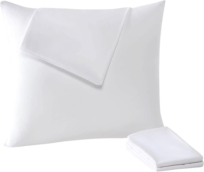 4 Pack Waterproof Down Feather Proof Pillow Protectors with Zipper Standard Size Set of 4 Poke Proof Bed Pillow Covers