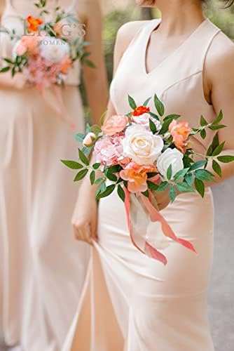 Ling's Moment Rosa Banksiae Artificial Vines, Pack of 7 Silk Greenery Garlands with Hanging Faux Laurel Leaves for Table Centerpieces, Wedding Arches & Floral Filler Arrangements