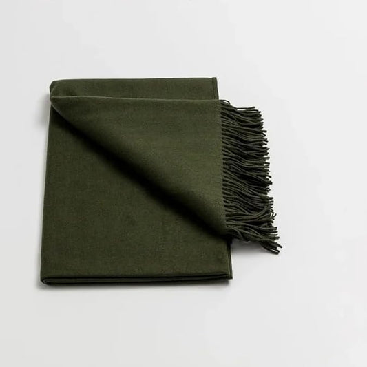 Lincove Pure Cashmere-Merino Wool Blanket - Warm & Soft Throw Blanket - 74"x55" Comfortable and Cozy Throw Blankets for Couch, Sofa, or Chair - Lightweight and Classic Throws - Olive