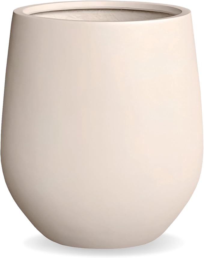21" H x 19" D Corso Fiberstone Round Tapered Planter, Christmas Tree Planter, Smooth Finishes, Weather Resistant for Indoor & Outdoor Use, 2 Extra Coco Mats (Kilim Beige, 15" Pot Opening)