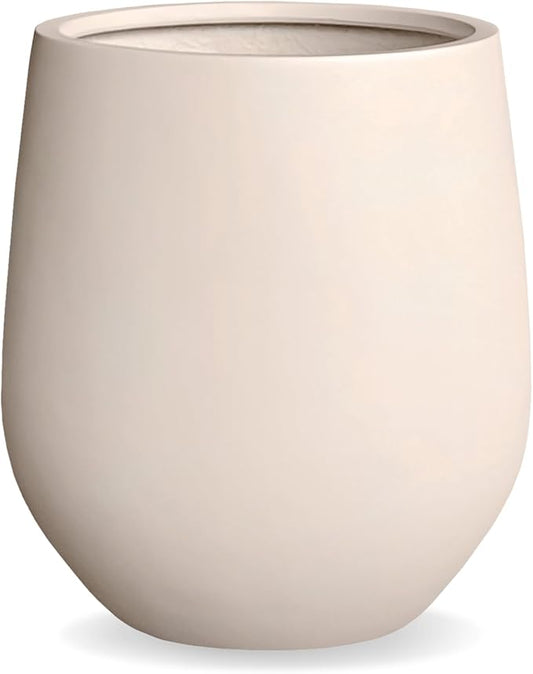 21" H x 19" D Corso Fiberstone Round Tapered Planter, Christmas Tree Planter, Smooth Finishes, Weather Resistant for Indoor & Outdoor Use, 2 Extra Coco Mats (Kilim Beige, 15" Pot Opening)