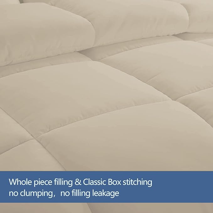 MAPLE DOWN Soft Full Size Comforter Duvet Insert-Down Alternative Comforter with Corner Tabs-Lightweight Fluffy Breathable Machine Washable (Light Brown, 82"x86")