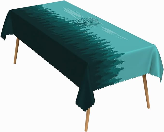 54x78 Inch Nature Rectangular Tablecloth Illustrated Forest Table Cloth Waterproof Durable Table Cover for Picnic Indoor Gaming Room Decor