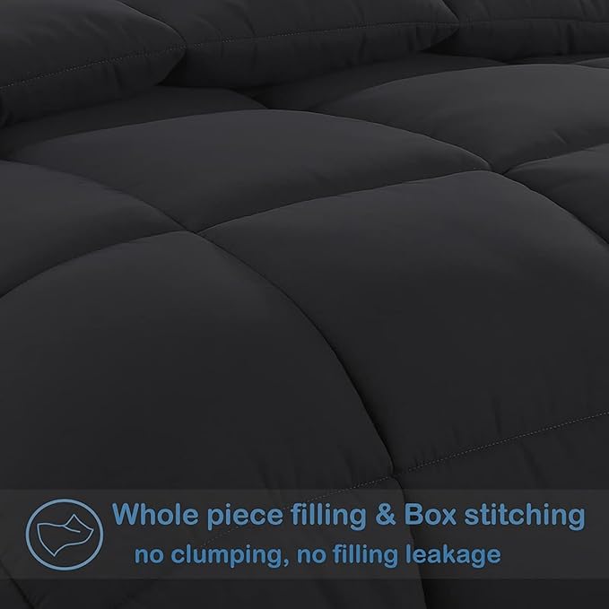 MAPLE DOWN Soft King Comforter Size Duvet Insert-Down Alternative Comforter with Corner Tabs-Lightweight Fluffy Breathable Machine Washable (Black,106"x90")