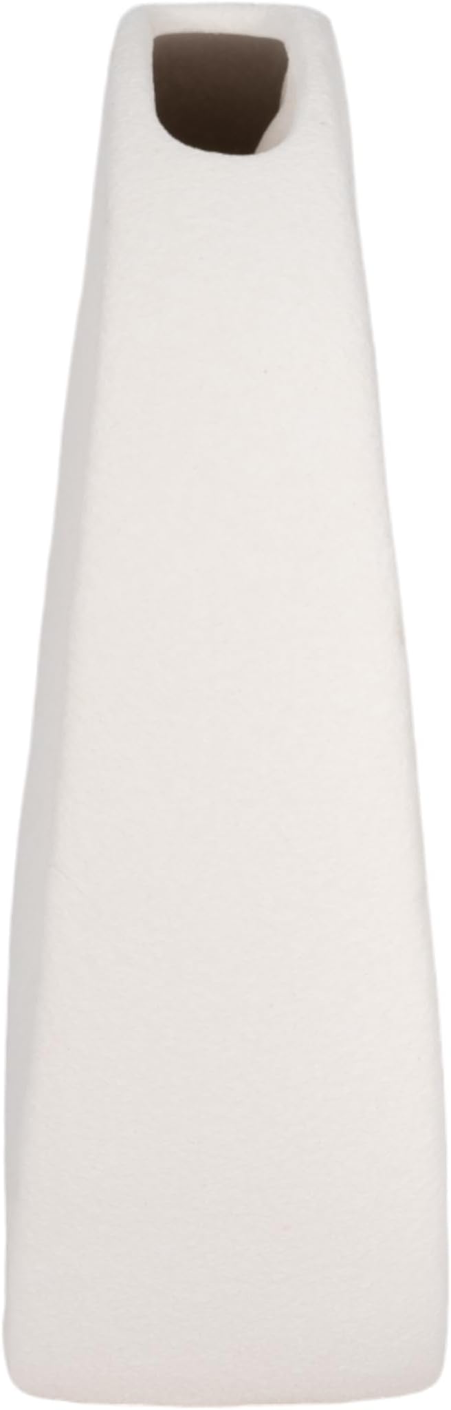 Modern Stoneware Vase with Rough Finish and Open Cut-Out – Contemporary Decorative Ceramic Flower Holder – Unique Home Decor Accent for Living Room, Bedroom, Office, or Dining Table –7", White