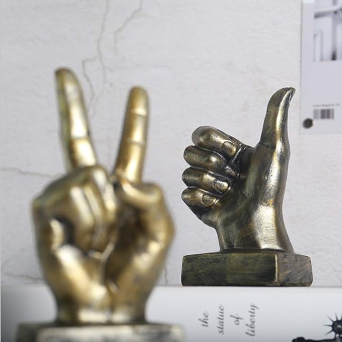 Nice purchase Hand Finger Gesture Desk Statues Fingers Sculpture Creative Home Living Room Cabinet Shelf Decoration (OK Gesture in Silver)