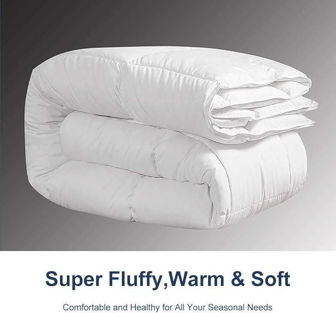 ACCURATEX Duvet Insert Queen Comforter - 400GSM Fluffy Down Alternative Fill Hotel Collection Heavyweight Comforter, Warm Thick Duvet for Fall Winter, 8 Corner Tabs - Machine Washable,White,90x90
